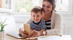 Parent and child using smartphone